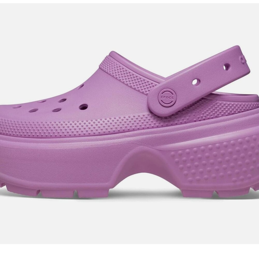 NWT Crocs Stomp 209347-6WQ Sandals Purple Slip On Platform Shoes GBO2626 M9 W 11 - Picture 4 of 11